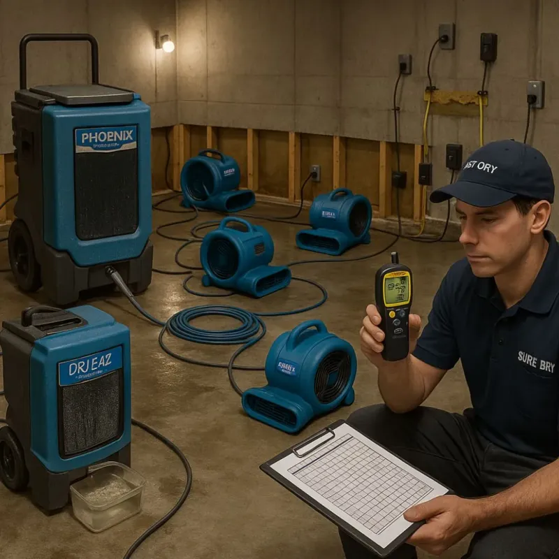 Structural Drying and Dehumidification process in San Antonio, TX